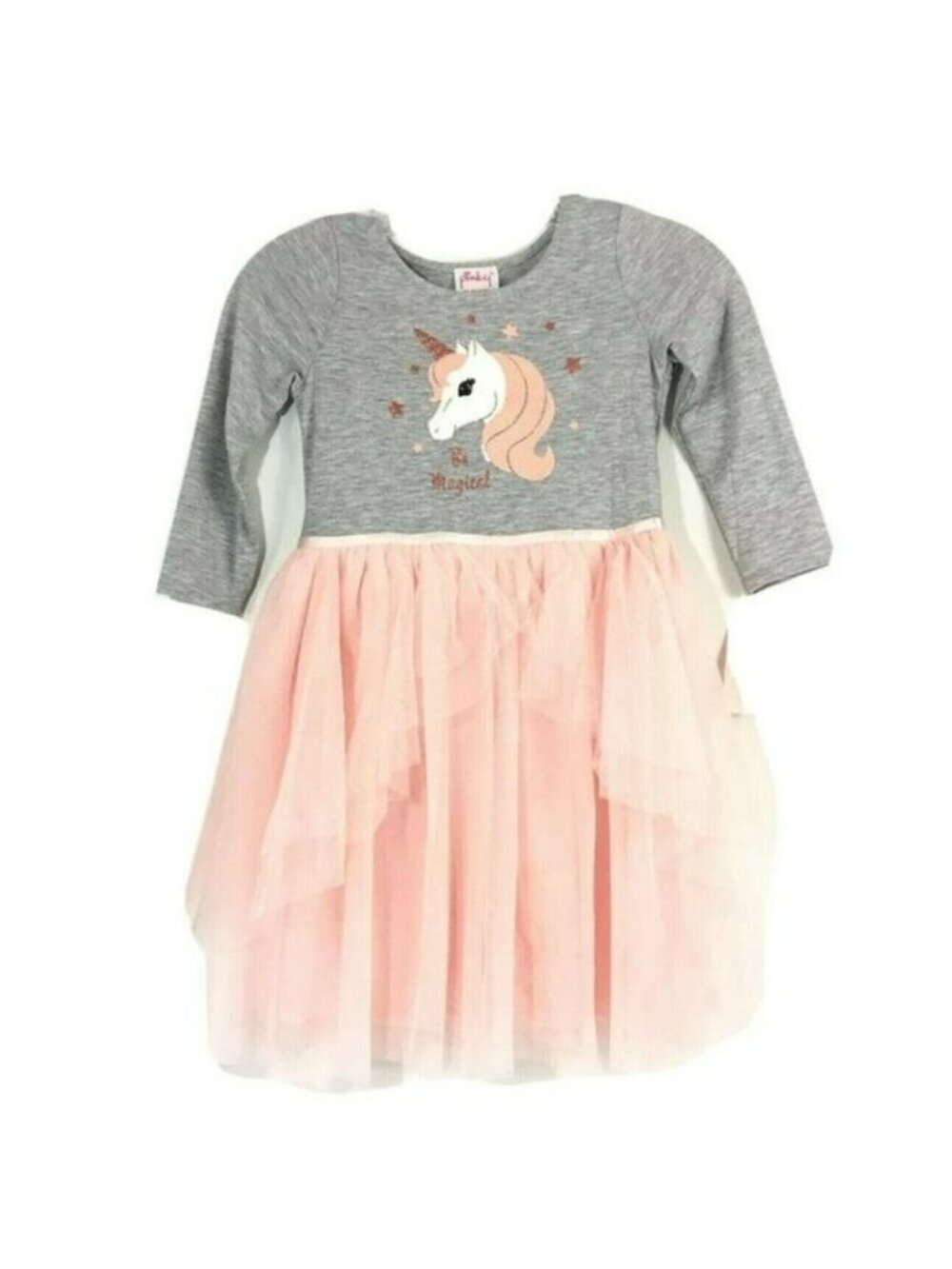 Pinky Girls Ruffle Tutu Unicorn Dress 4 Gray Pink Blush